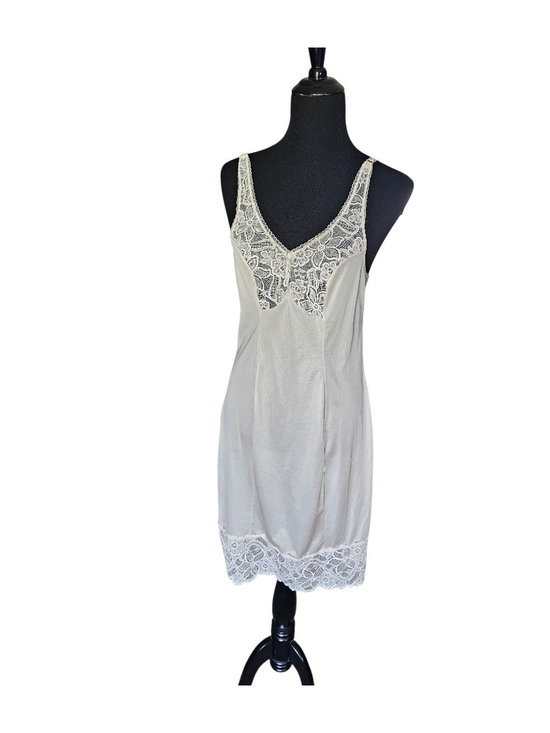 Bali Other - Vintage Bali Cream Lace Full Slip Size 36 Nylon Lingerie Midi Nightgown
